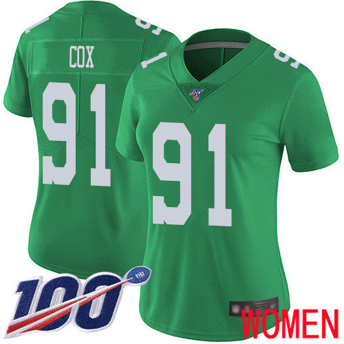 Women Philadelphia Eagles #91 Fletcher Cox Limited Green Rush Vapor Untouchable NFL Jersey 100th Season